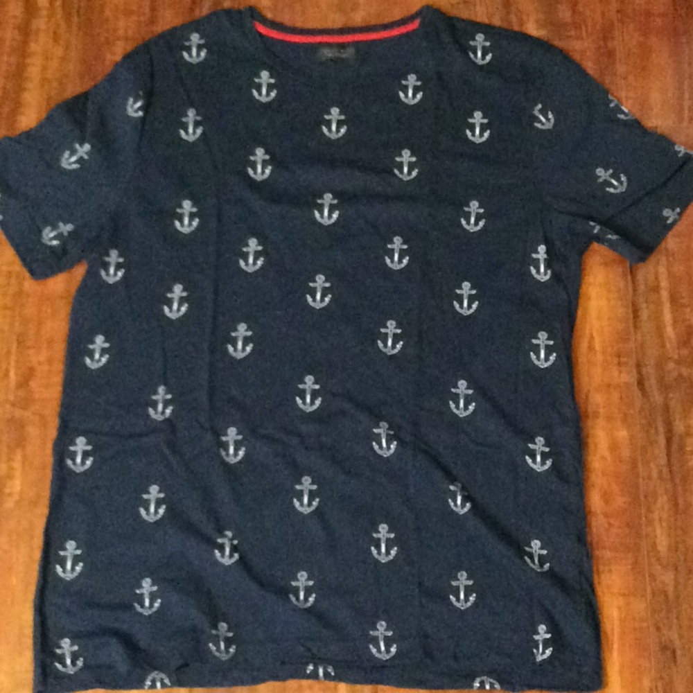Zara Navy Blue T-shirt with White embroidery